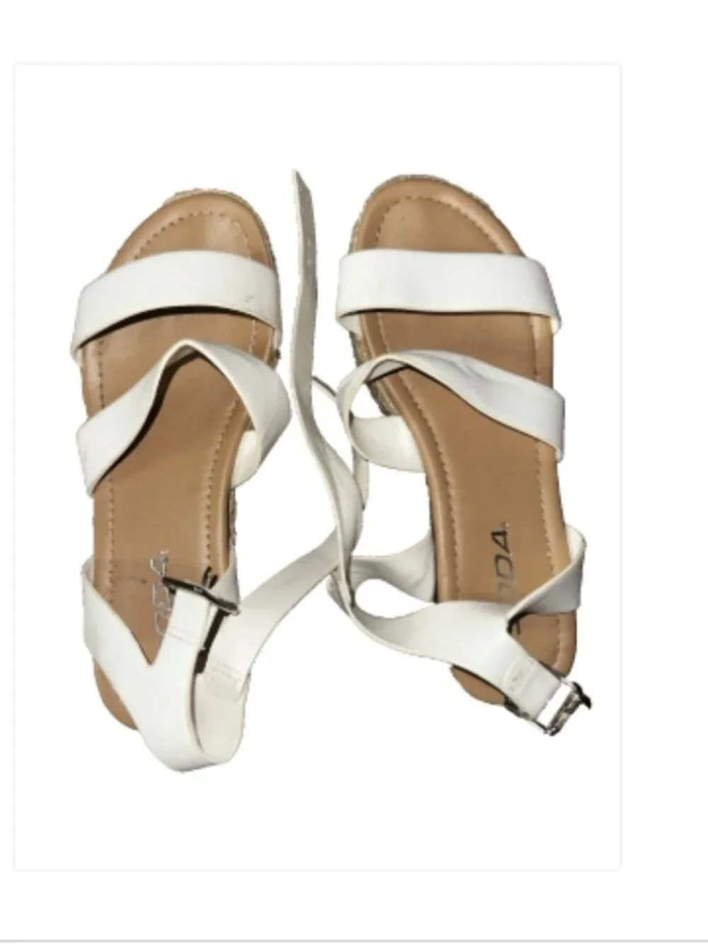 🤍SODA White Strappy Sandals Girls Size 3.5 Buckle Flat Summer Shoes